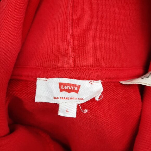 Levi's Logo Spell Out Hoodie Sweatshirt Adult Large Red White Blue - Picture 7 of 8